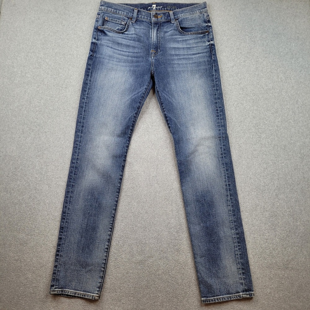7 For All Mankind Adrien Jeans Mens 32x33 Blue Italian Fabric Slim Straight